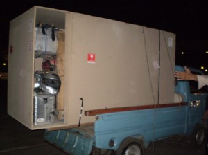 Picture of the bike arriving in a crate bigger than the truck!
