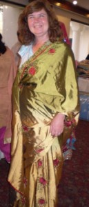 Picture of Cathy trying a sari out for size! 