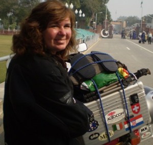 Picture of Cathy as we prepare to cross the border.