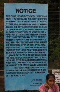 Picture of the stone plaque which gives the history of the Massacre.