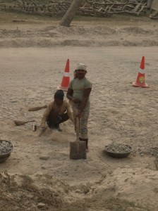 Picture of workmen on the 'road'.