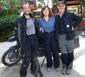 Picture of Ian, Cathy and Bernard as he is about to leave for India.