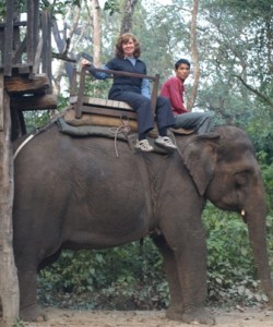 Picture of Cathy on Tamparkin, with Pim and the platform.